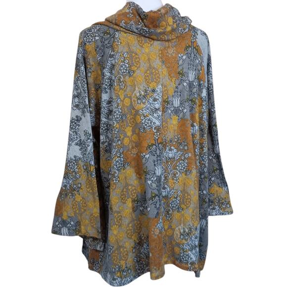 FIG & FLOWER Artsy Cowl Neck Top Blouse Plus 2X SOFT Flare Sleeves Comfort Fall - Picture 2 of 11